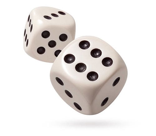 A picture of six-sided dice