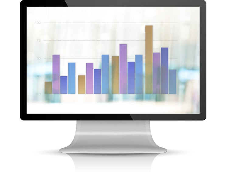 A picture of a bar chart displayed on a desktop computer