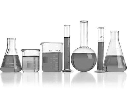 A side-view of some chemistry vials