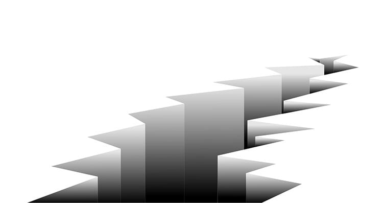 An abstract representation of a crack in the ground