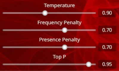 A screenshot showing parameter selection in the SillyTavern interface. Image by the author.